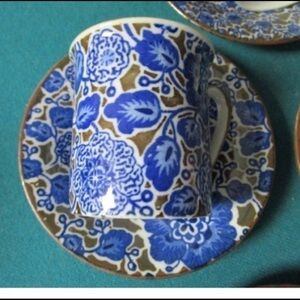 MAJORICA Blue Floral Mug and Saucer Set